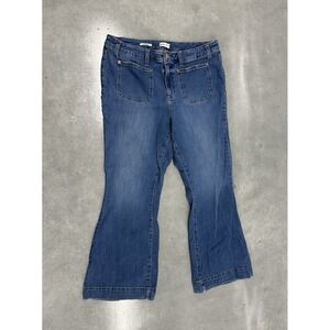 Ava & Viv Women's 18 High Rise Flare Blue Jeans Wide Leg Stretch‎ Denim Pockets